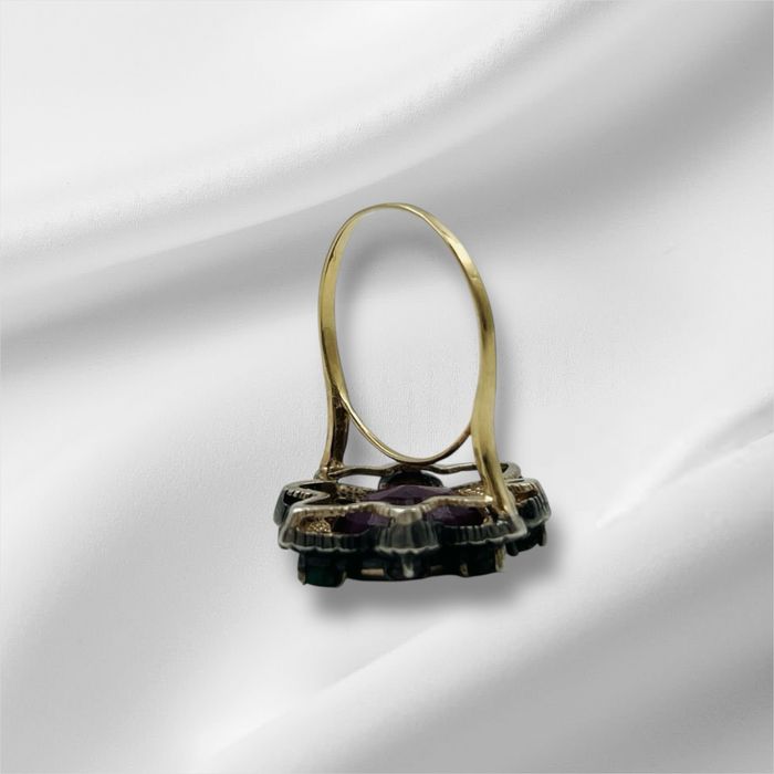 винтидж пръстен със златен ринг 14 к и сребро