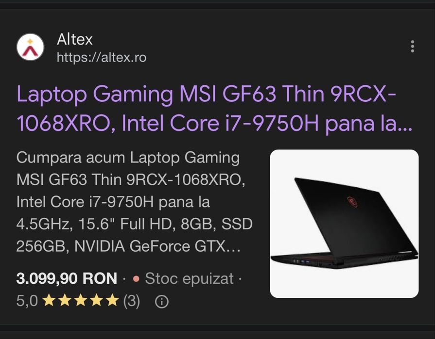 Laptop gaming msi gf63 thin 9rcx