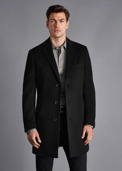 Palton slim 50 XL d lux Bruno Banani lana moale si casmir negru