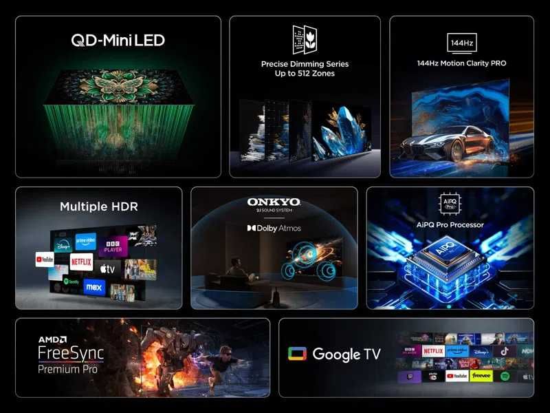 Телевизор TCL C6K 75/85 inch Premium QD-Mini LED 144Hz +кронштейне