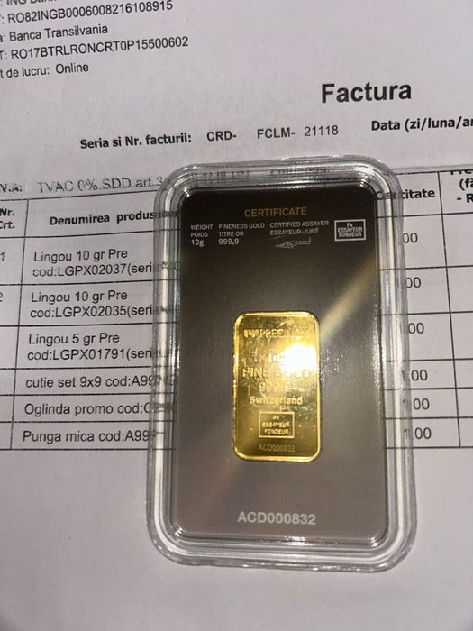 Lingouri Elvetia 5gr si 10gr cu Facturã si Certificat