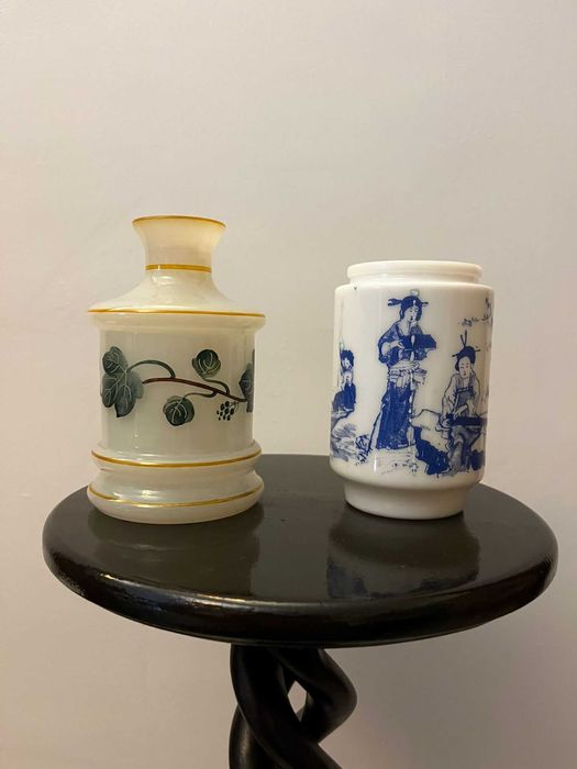 Set doua piese din opalina decoratiuni deosebite bibelouri bibelou