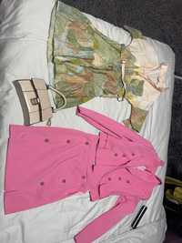 Рокля Zara , розов комплект , с размер и чанта balenciaga