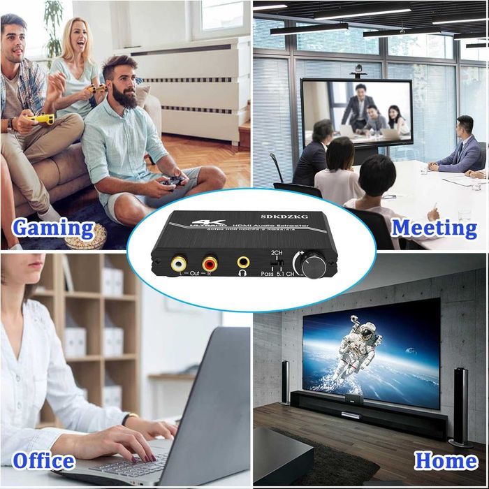 2.0 Audio Extractor, 4K HDMI аудио конвертор към HDMI