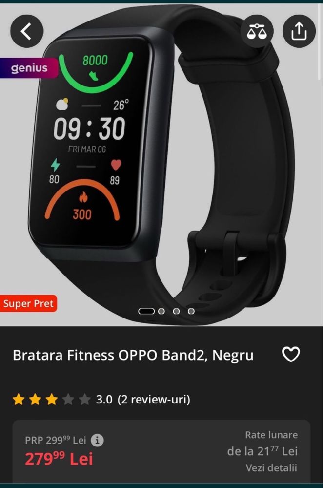 Bratara Fitness OPPO Band2, Negru Nouă Sigilată