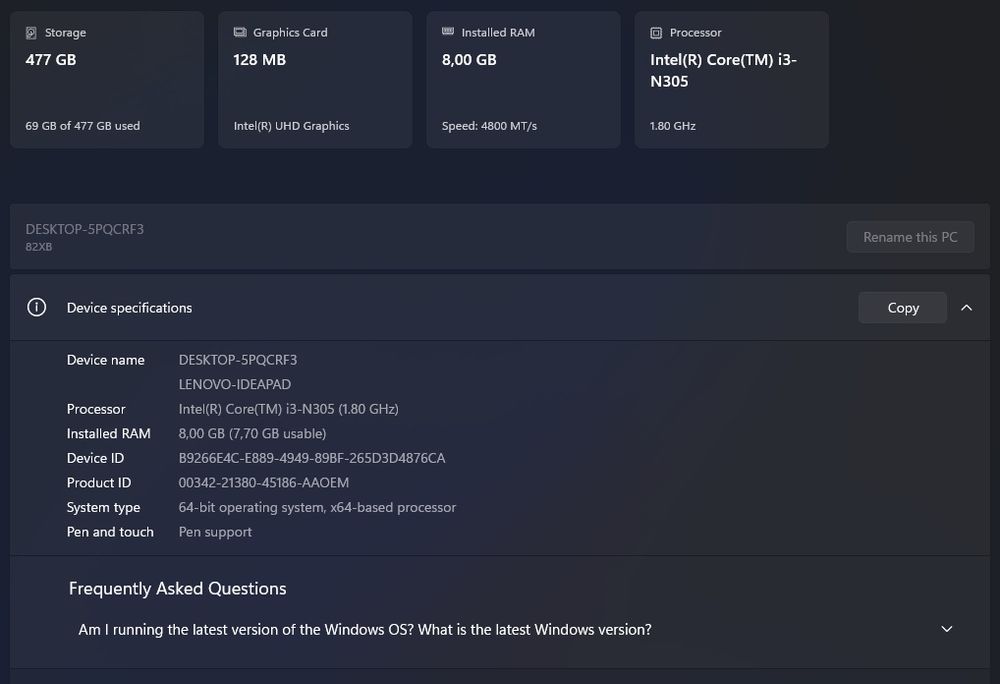 Лаптоп Lenovo IdeaPad 3i