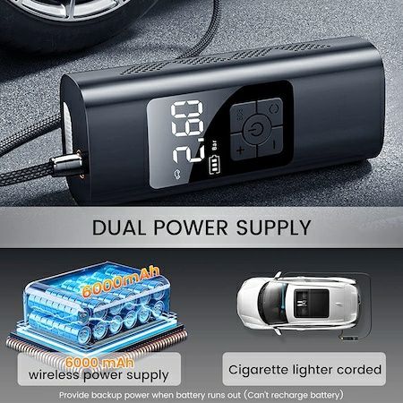 Compresor Auto-Moto  portabil cu Wireless, 6000mAh, 150PSI, USB Ty