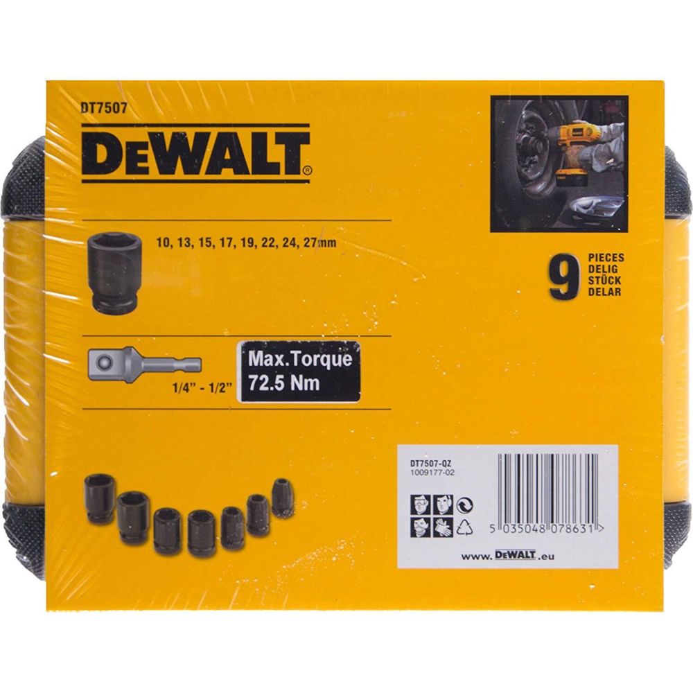 Ударни Усилени Вложки DeWALT DT7507 комплект  от 9 части в кутия