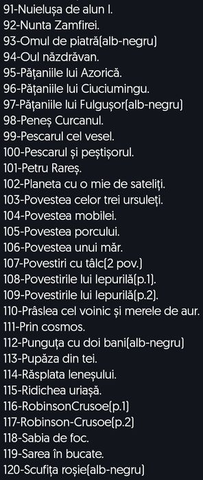 Vând/Schimb diafilme cu povești.Stare F.B.-40 lei/B.-30 lei/S.-15 lei.