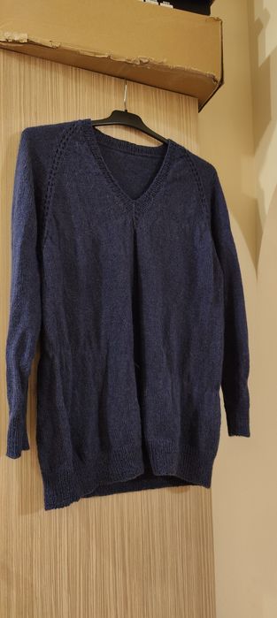 Pulover lana alpaca 100% lucrat manual stare foarte bună L-XL