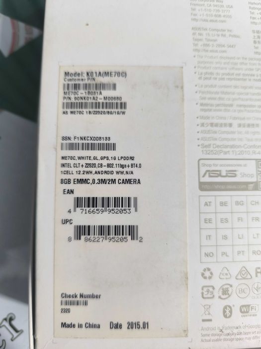 Tabletă ASUS MeMO Pad 7 - Model K01A, Intel, Android, 8GB