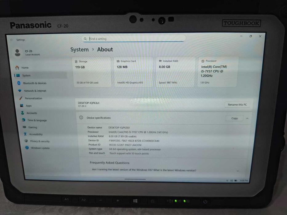 Tableta PC profesionala Panasonic CF-20