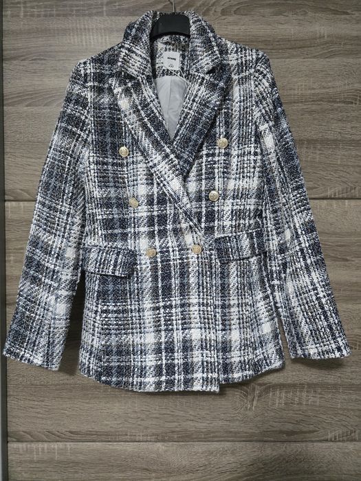 Дебело карирано сако,синьо,бяло