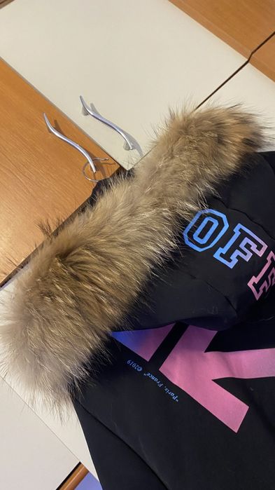 Geaca iarna ,, Off white,, cu blana naturala la gluga