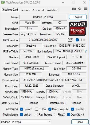 Radeon™ Rx VEGA 56 Gaming OC 8G