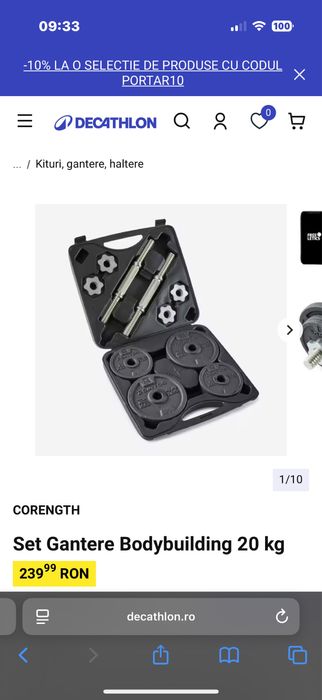 Set gantere de 20kg nou