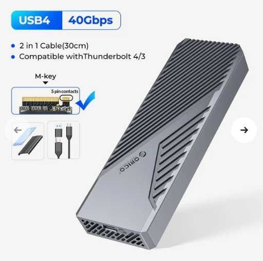 Корпус для жесткого диска и SSD Orico USB4/thunderbolt4, 40 Гбит/с