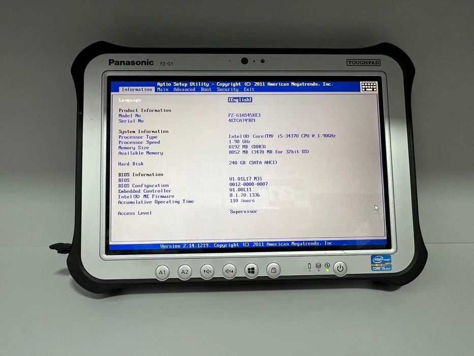 Tableta rugged Panasonic FZ-G1 i5-3437U 8GB RAM SSD 240GB TOUGHPAD