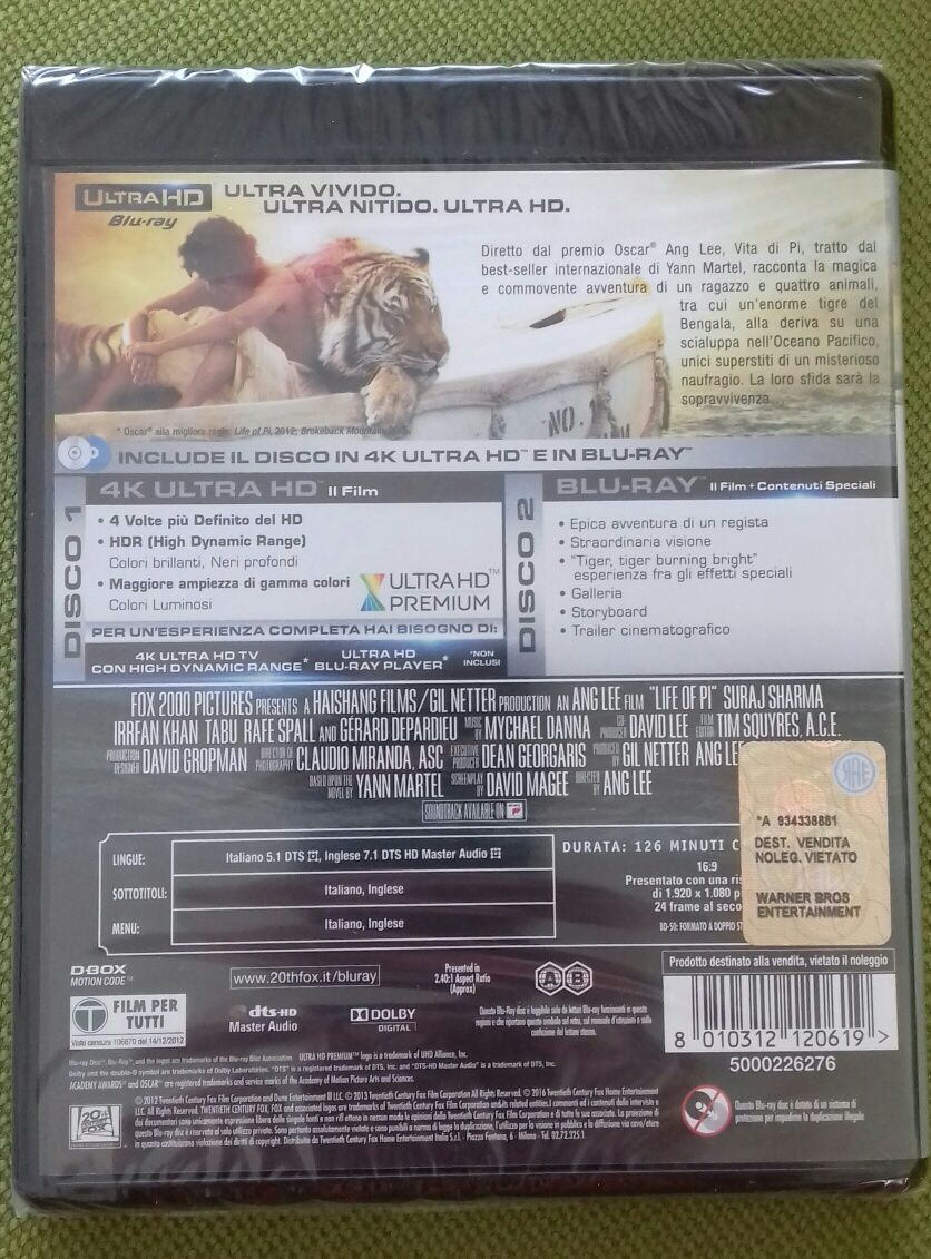 Film 4k UHD HDR - Life of Pi (Viata lui Pi), 4 premii oscar -regie etc