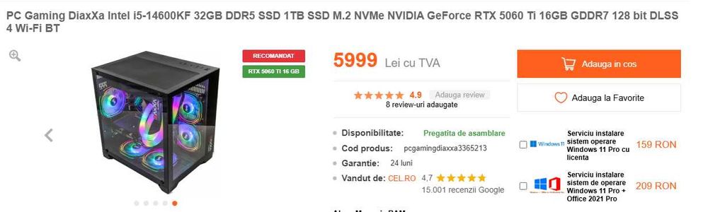 PC Gaming DiaxXa Intel i5-14600KF NVIDIA GeForce RTX 5060 Ti 16GB