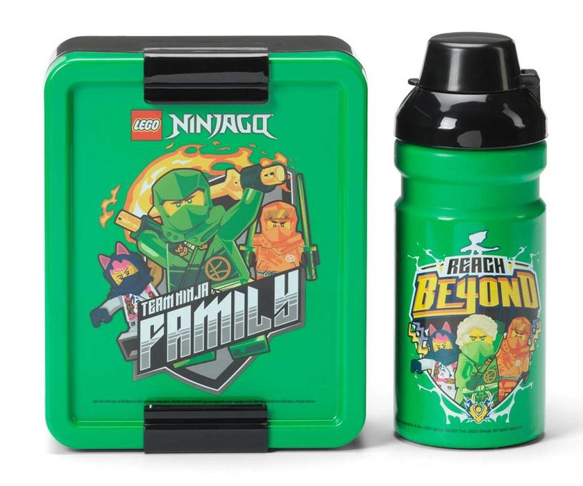 Кутия за храна бутилка за вода Комплект Lego Ninjago Лего Зелен Син