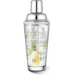 Cocktail Shaker din sticla 450ml cu capac din inox si retete imprimate