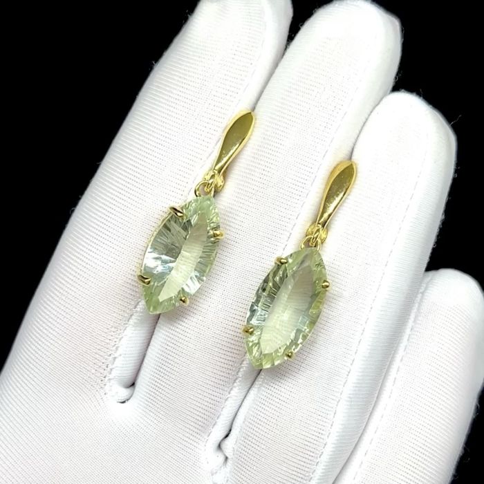 Серьги с натуральными зелеными Аметистами