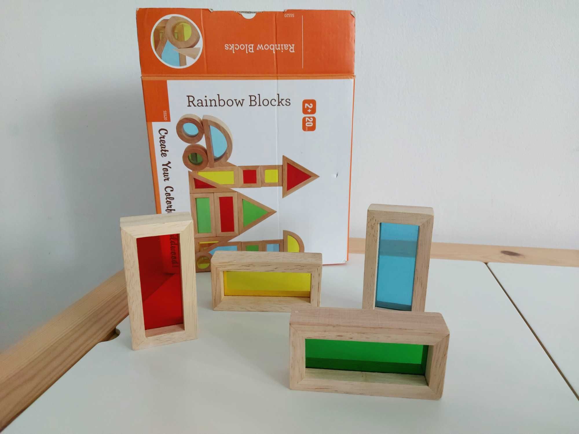Cuburi senzoriale lemn Rainbow Blocks