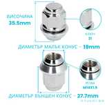Гайки за джанти m14x1.5 за ФОРД / FORD - подвижен конус ключ 21