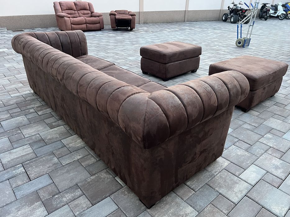 Canapea Sufragerie ~ Dormitor XXL tip Chesterfield +  2 x Taburet