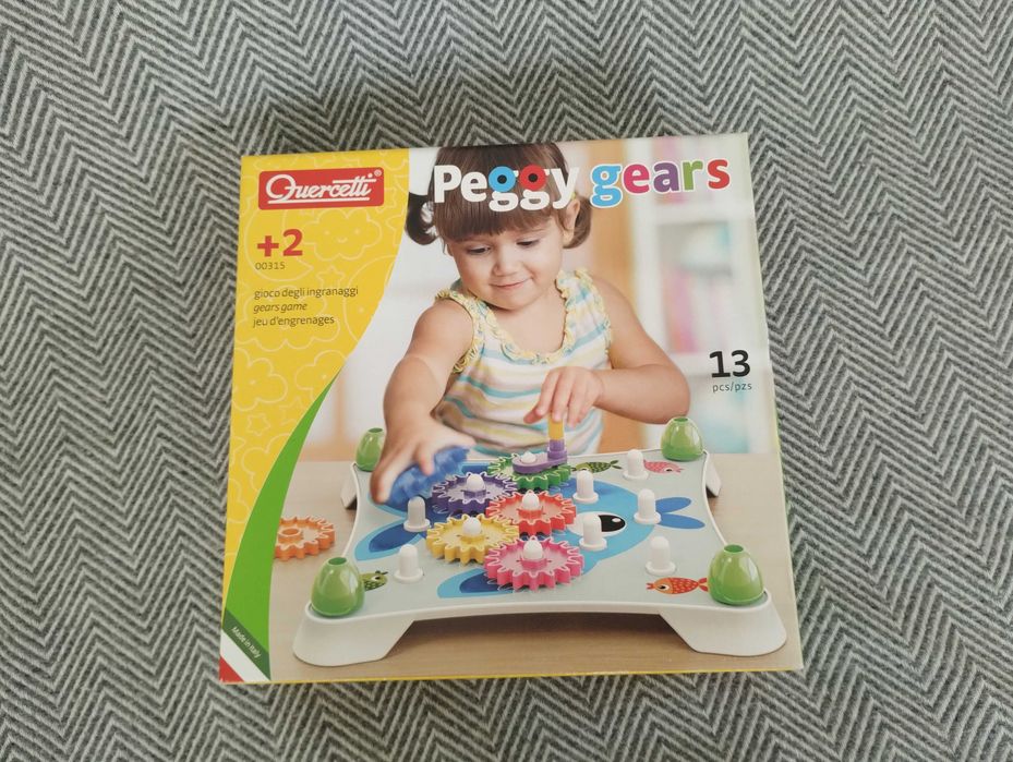 Детска игра със зъбни колела Quercetti - Peggy Gears, 13 части