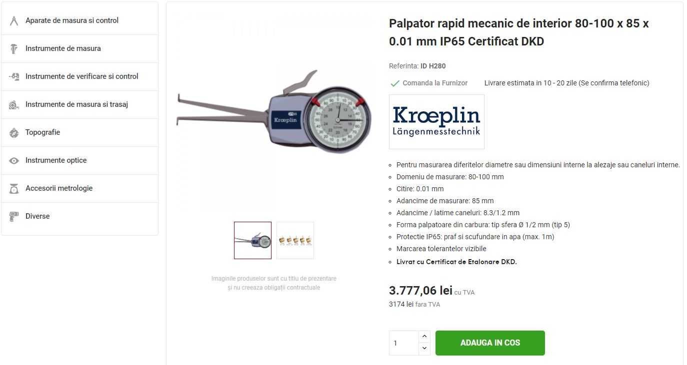 Palpator rapid mecanic de interior - KROEPLIN - Cert. IP65