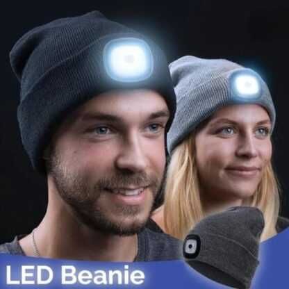 Зимна шапка с LED фенер и блутут слушалки Bluetooth Handsfree