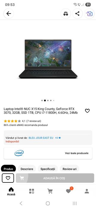Laptop gaming Intel NUC X15 king