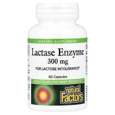 Natural Factors, фермент лактаза, 300 мг, 60 капсул (Lactase enzyme)