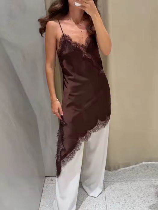 Рокля Zara кафяв цвят