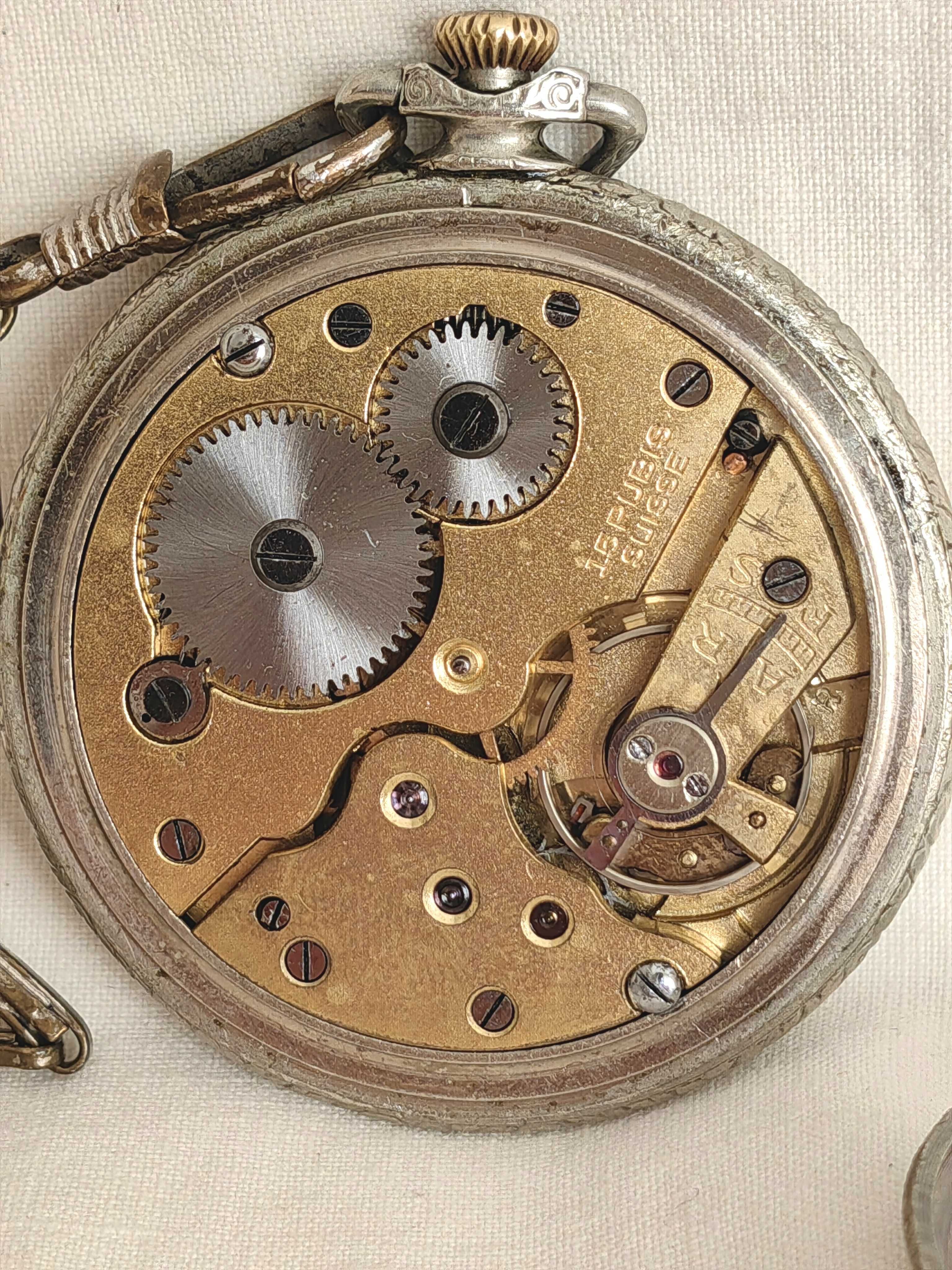 Рядък Швейцарски Джобен Часовник 15 Rubis Рубина, 1934 г.
