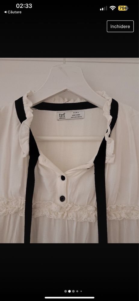 Camasa Zara mărimea S cu detaliu la gât funda albă