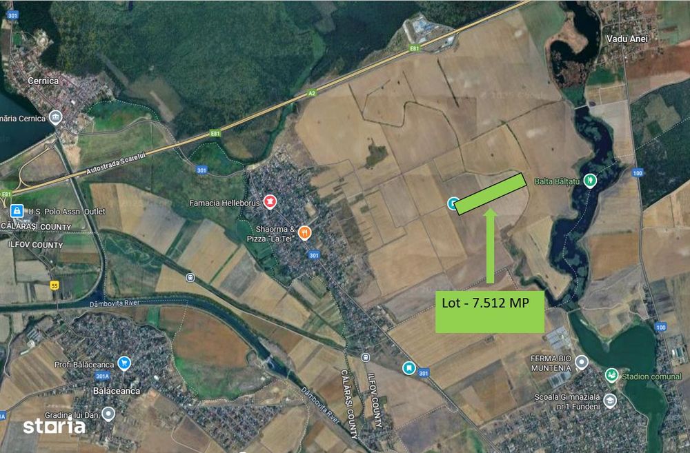 7.500 MP | Teren agricol | Cernica | Tanganu | Ilfov | Autostrada A3