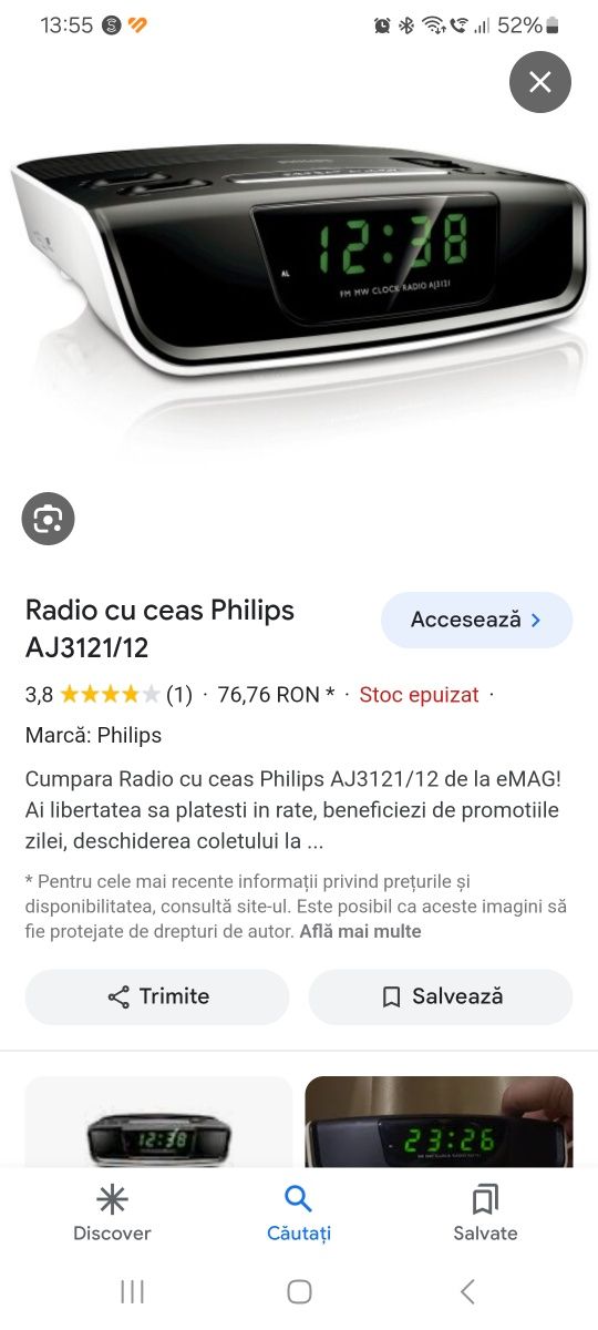 Radio cu ceas Philips AJ3121/12 Pe baterii sau 220V