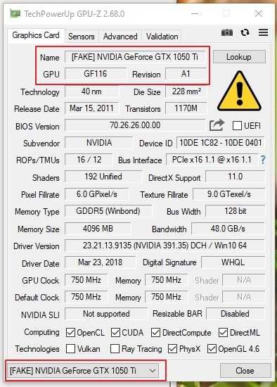 Видеокарта GTX 1050 TI