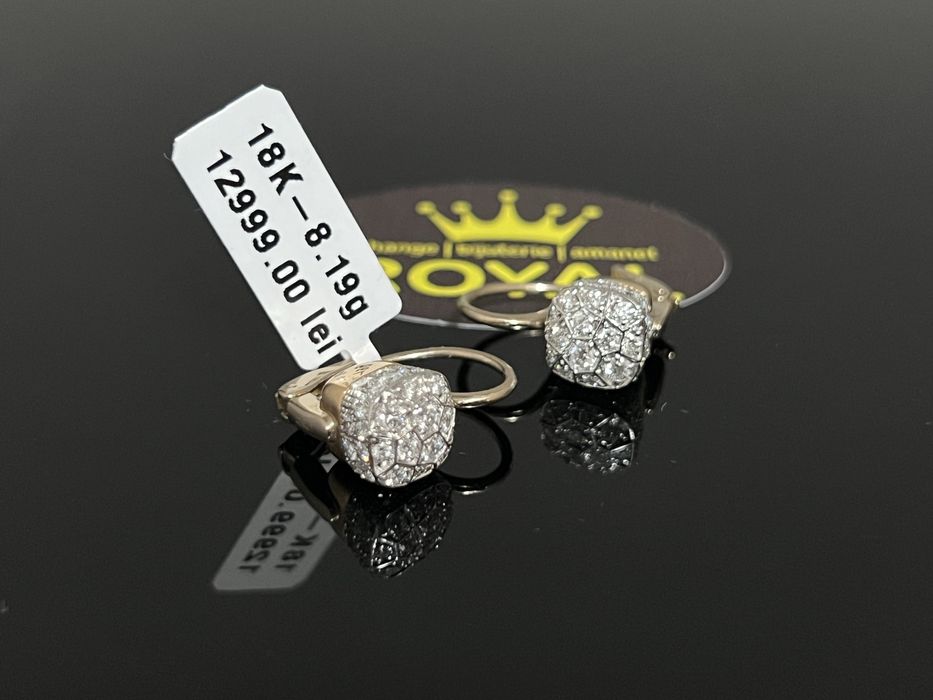 Bijuteria Royal CB : Cercei aur 18K  8,19 grame 65 diamante naturale