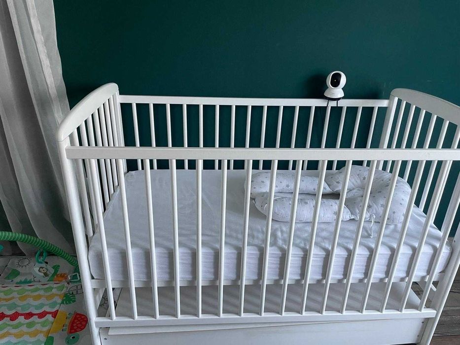 Pătuț “Ola” lemn bebe NOU + cadou saltea din cocos + cadou așternut