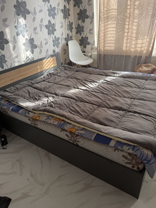 Легло - спалня-без матрак / тъмно сив,дъб/