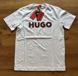 Мъжка,памучна,бяла тениска Hugo BOSS с гумирано лого