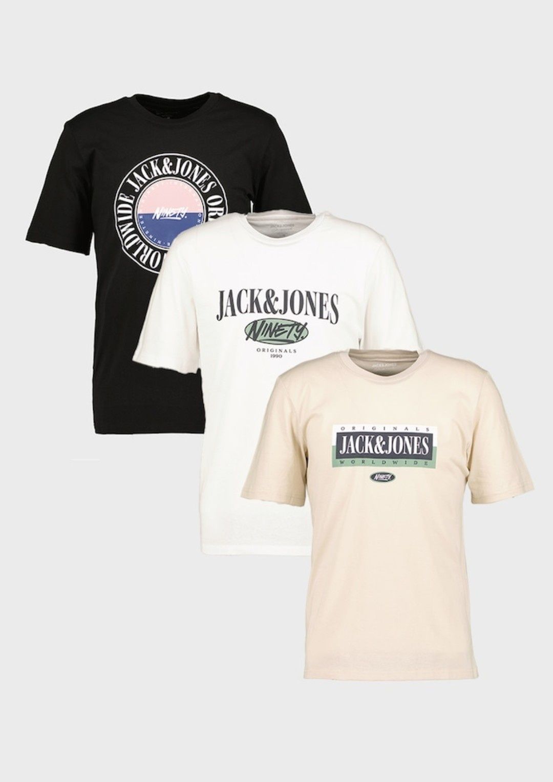 Jack & Jones - Set de tricouri cu imprimeu logo Cobin - 3 piese