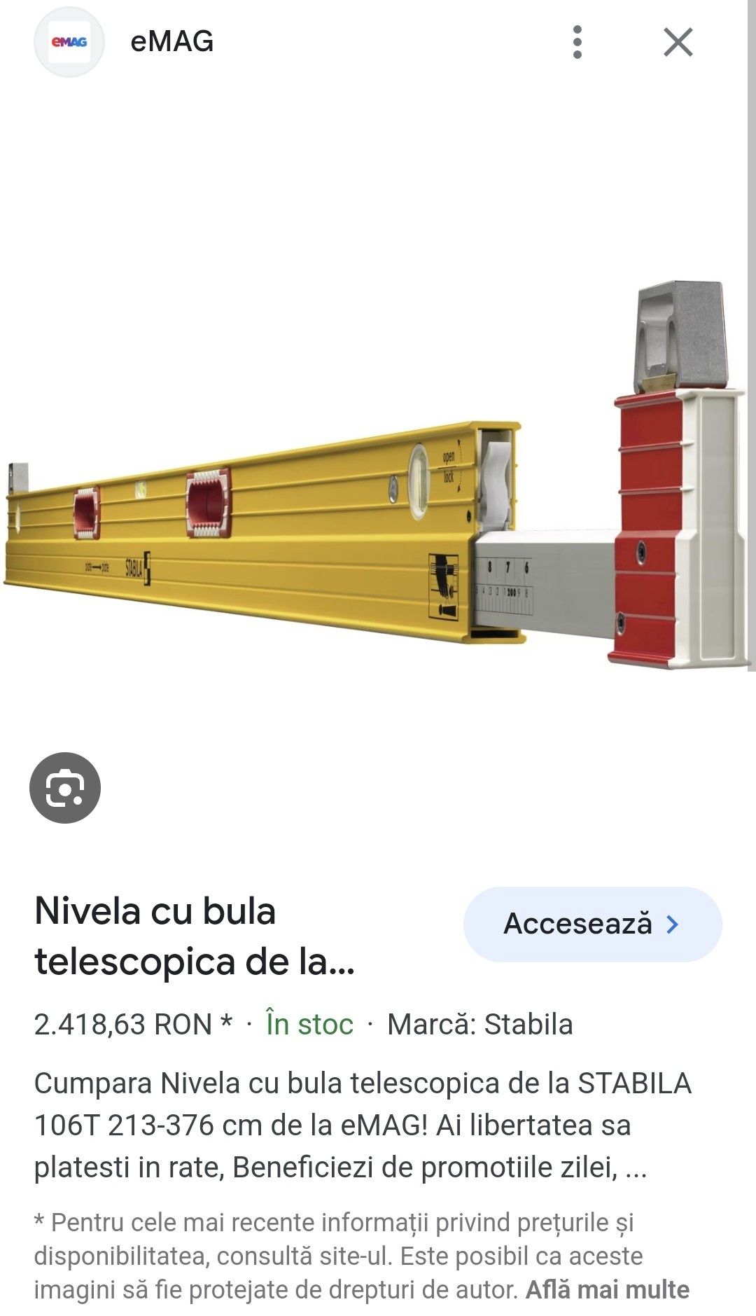 Nivela cu bula telescopica Stabila 213-376