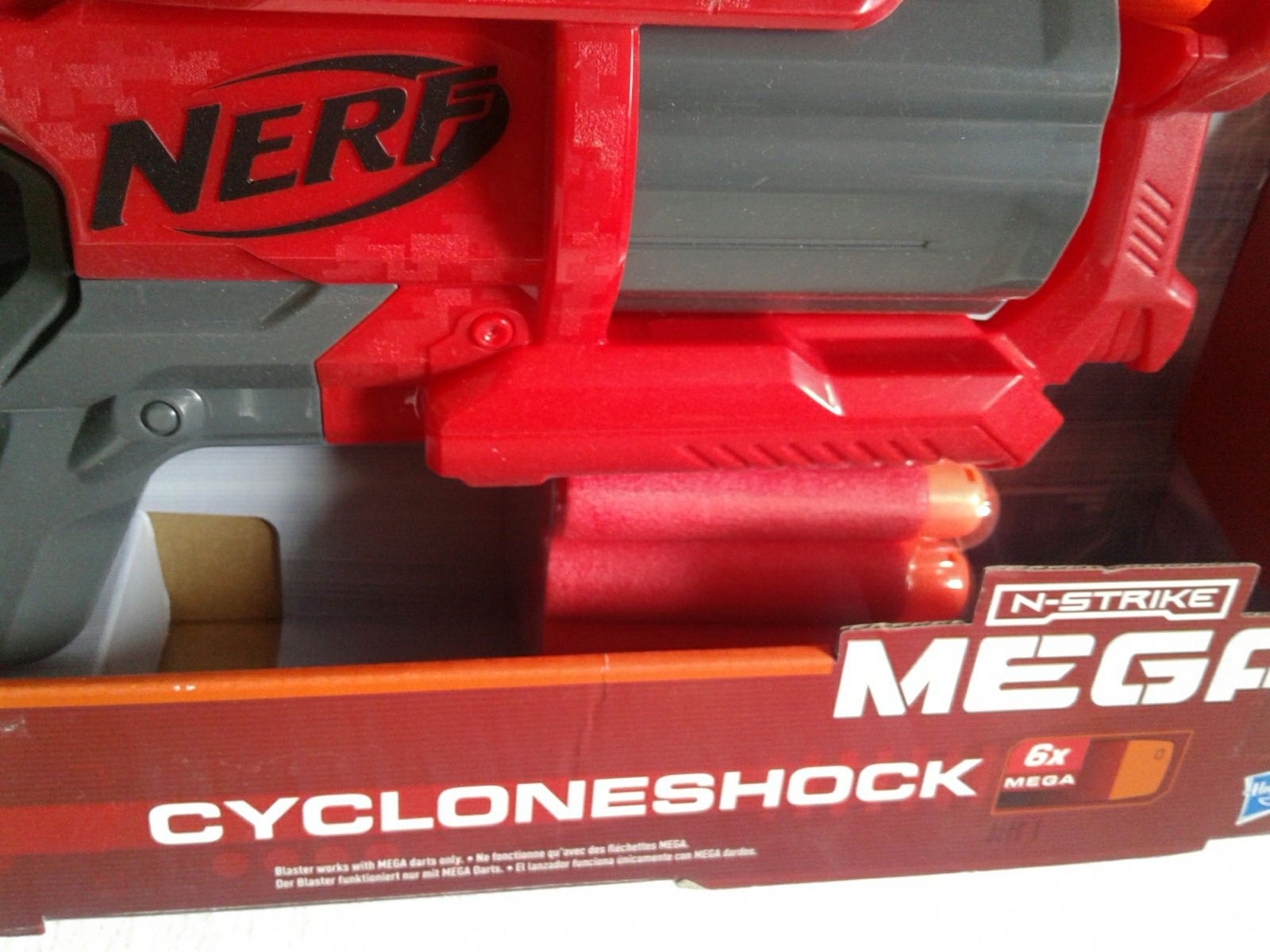 Nerf Cycloneshock cu butoias rotativ 6 gloante mari Mega, nou, sigilat