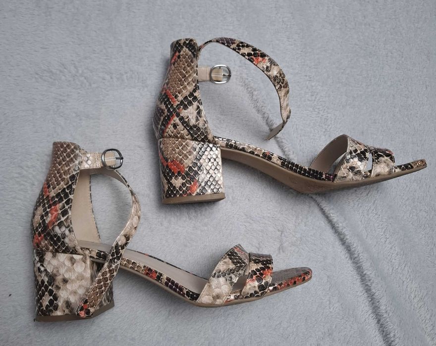 Sandale snake-print cu toc gros Graceland, 40