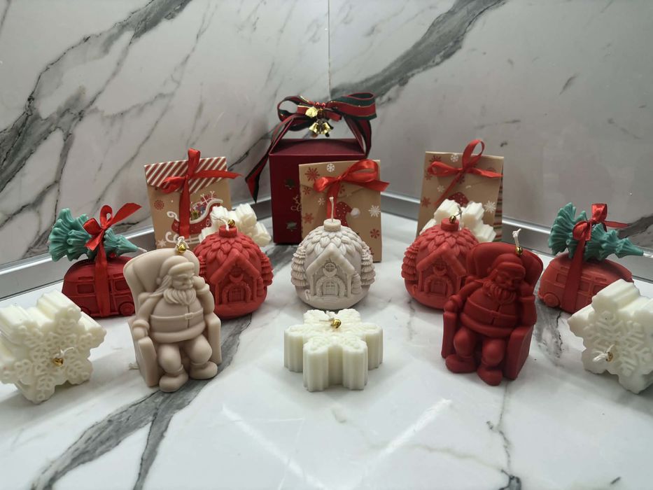 Коледни соеви свещи ръчна изработка